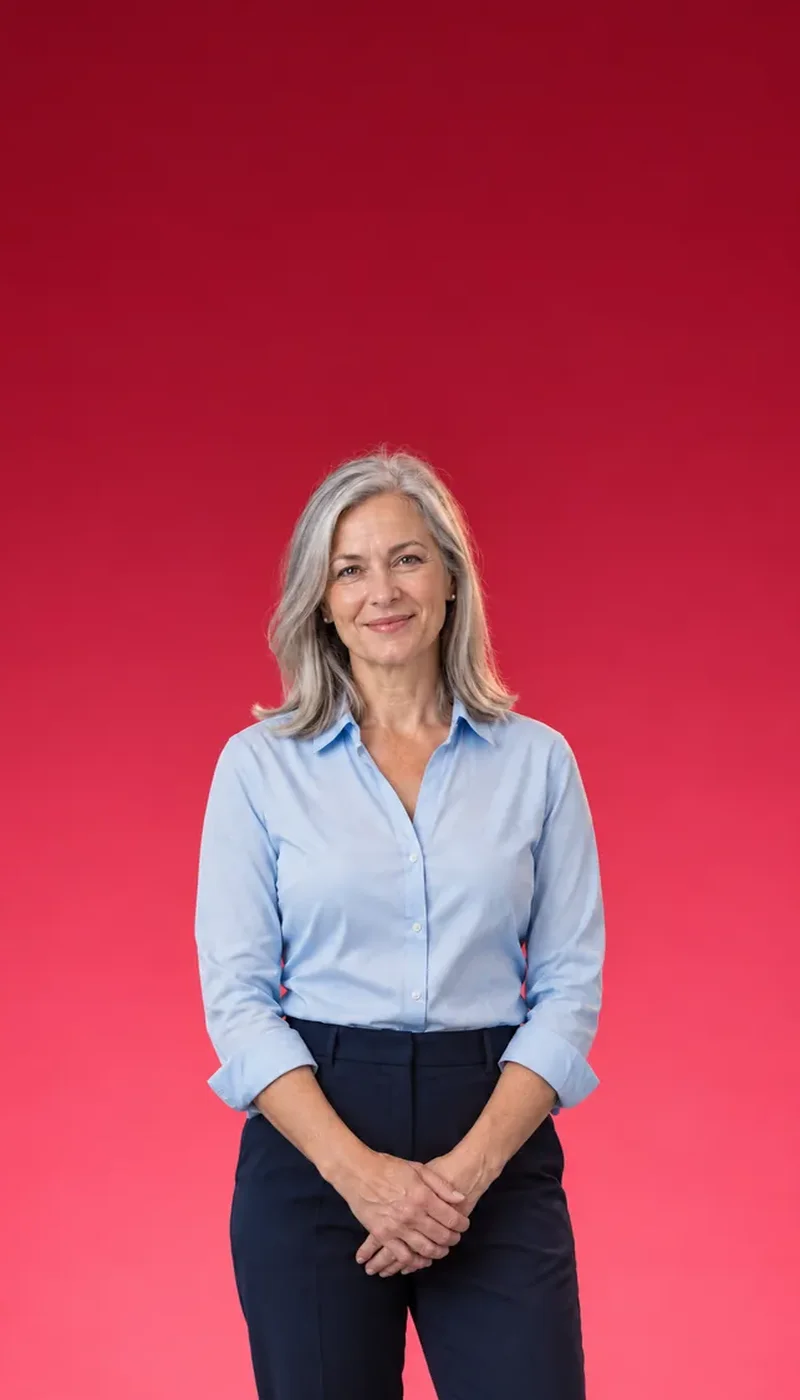 Senior professional woman in a light blue shirt