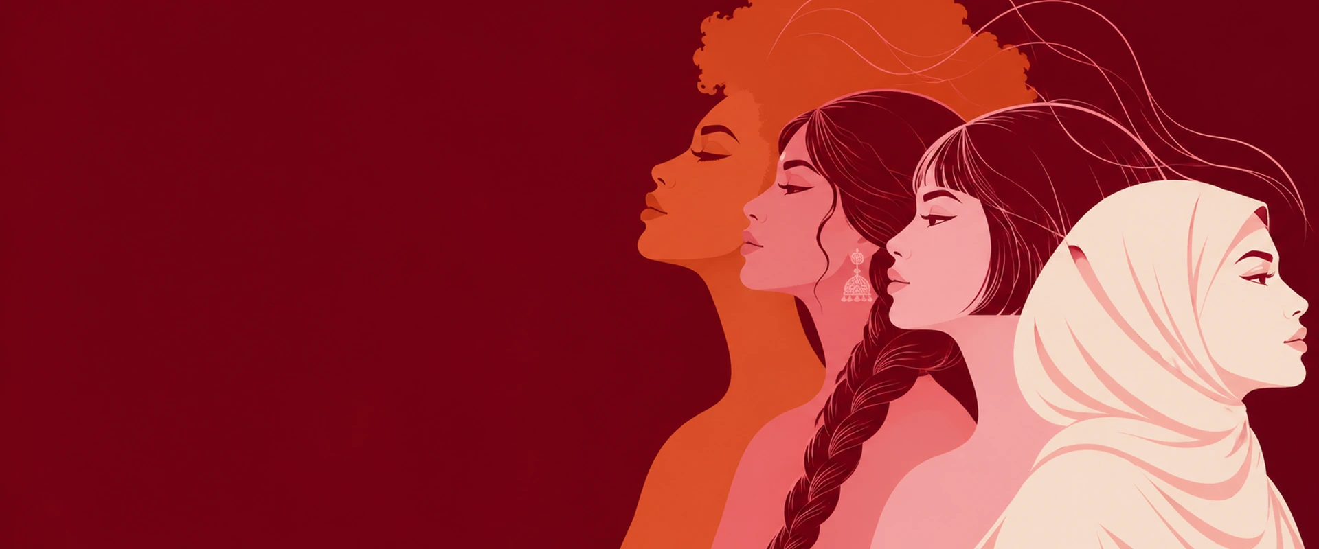 Illustration of four women of different backgrounds in profile for Breast Cancer Awareness Month at Chughtai Clinic Dubai