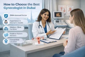Best gynecologist in Dubai consulting patient in women's health clinic